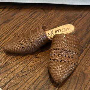 Sam Edelman Brown Woven Leather Mules
